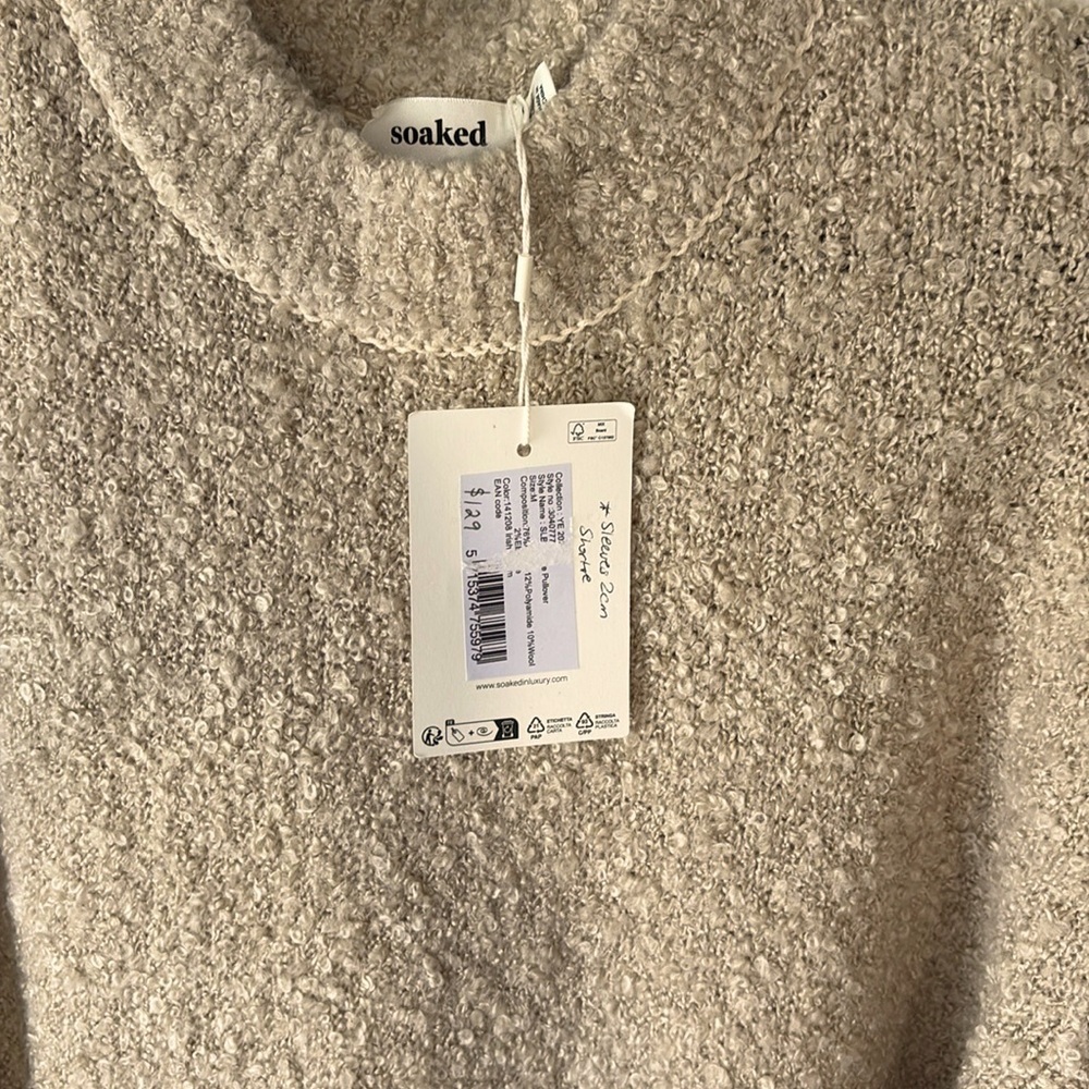 SOAKED IN LUXURY Women's Tan oversized L/XL Turtleneck Sweater NWT - Picture 6 of 12